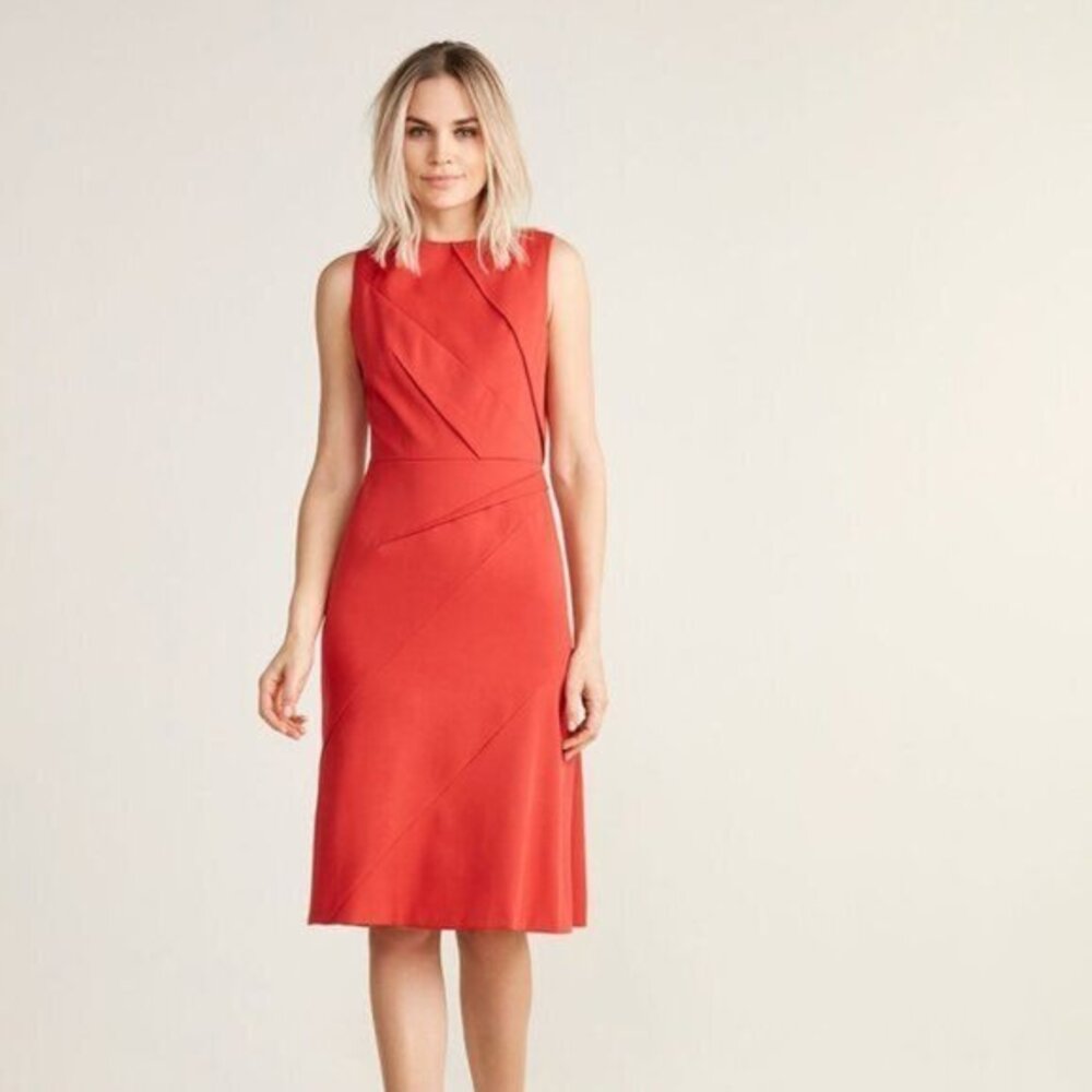 NARCISO RODRIGUEZ Pleated Virgin Wool Red Dress SZ 42 IT US M Retail $2,095
